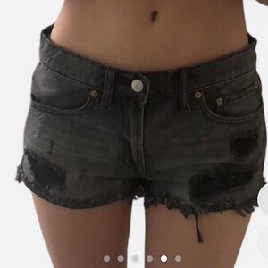 BDG Black Jean Shorts Distressed Raw Hem